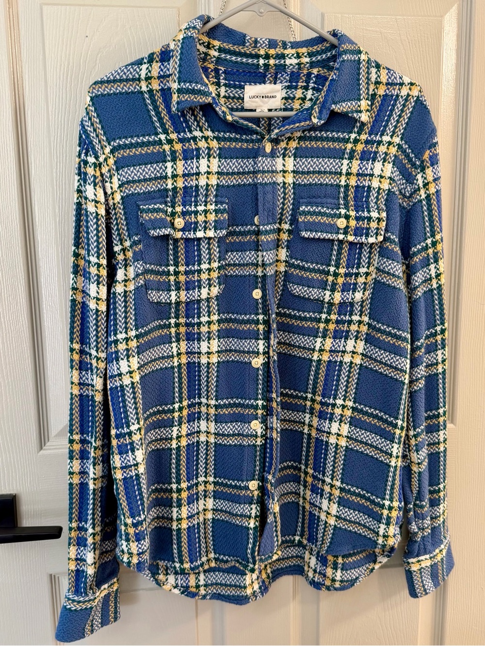 Lucky Brand Blue Plaid Herringbone Humboldt Utility Shirt size M